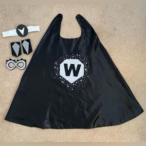 Creative Capes Hero Set Black & Silver W Costume Handmade Boy Girl Dress-up